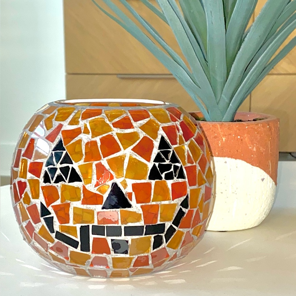 Mosaic Pumpkin Candle Holder from Pier 1
Halloween decor